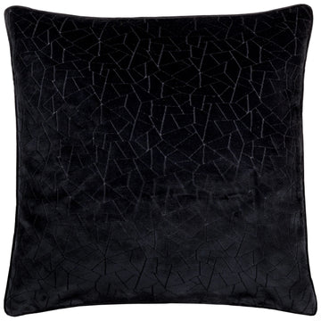 Malans Geometric Cut Velvet Cushion Cover 45x45cm Black