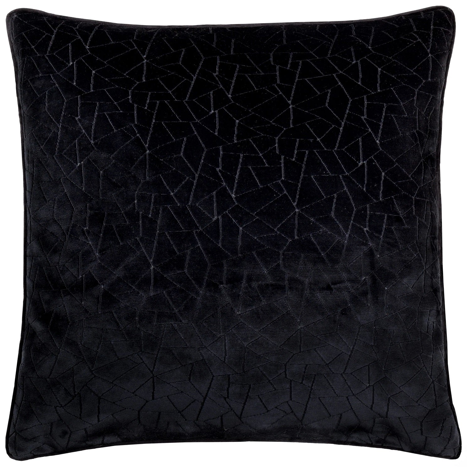 Malans Geometric Cut Velvet Filled Cushion 45x45cm Black