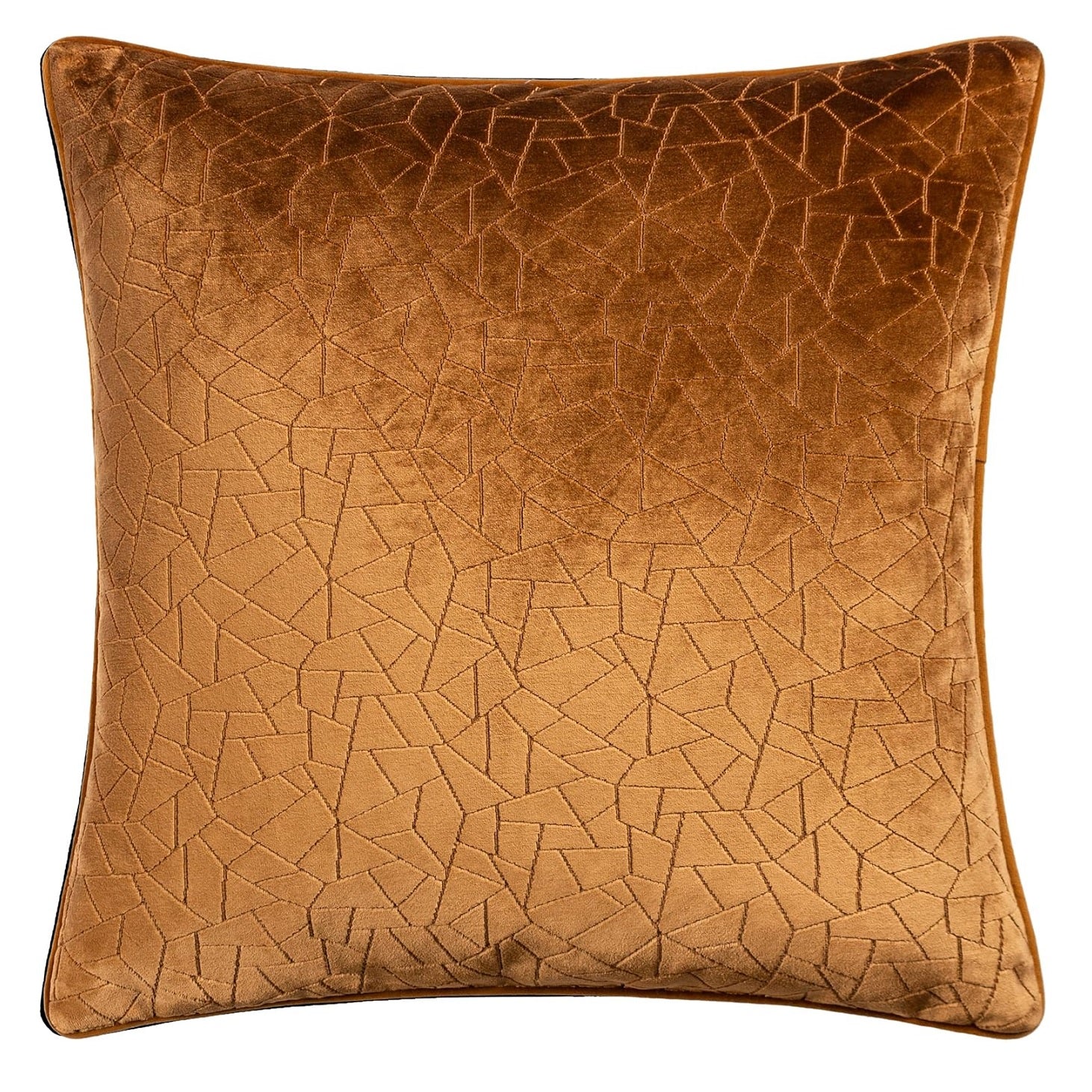 Malans Geometric Cut Velvet Filled Cushion 45x45cm Bronze