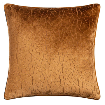 Malans Geometric Cut Velvet Filled Cushion 45x45cm Bronze