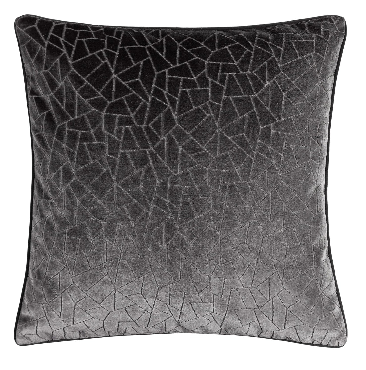 Malans Geometric Cut Velvet Cushion Cover 45x45cm Grey