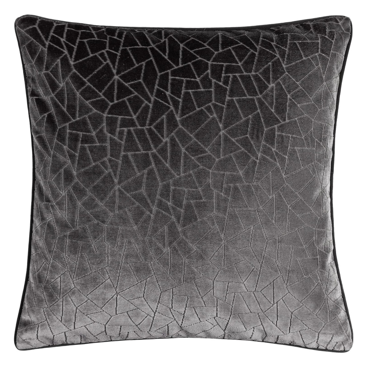 Malans Geometric Cut Velvet Filled Cushion 45x45cm Grey