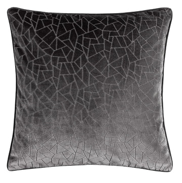 Malans Geometric Cut Velvet Filled Cushion 45x45cm Grey