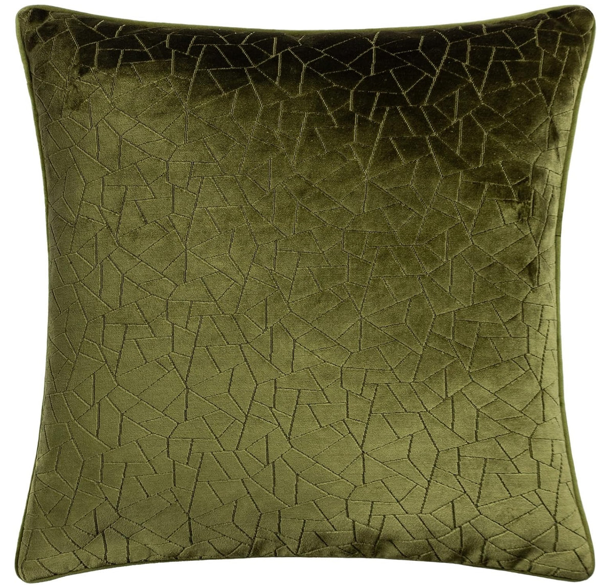 Malans Geometric Cut Velvet Cushion Cover 45x45cm Olive