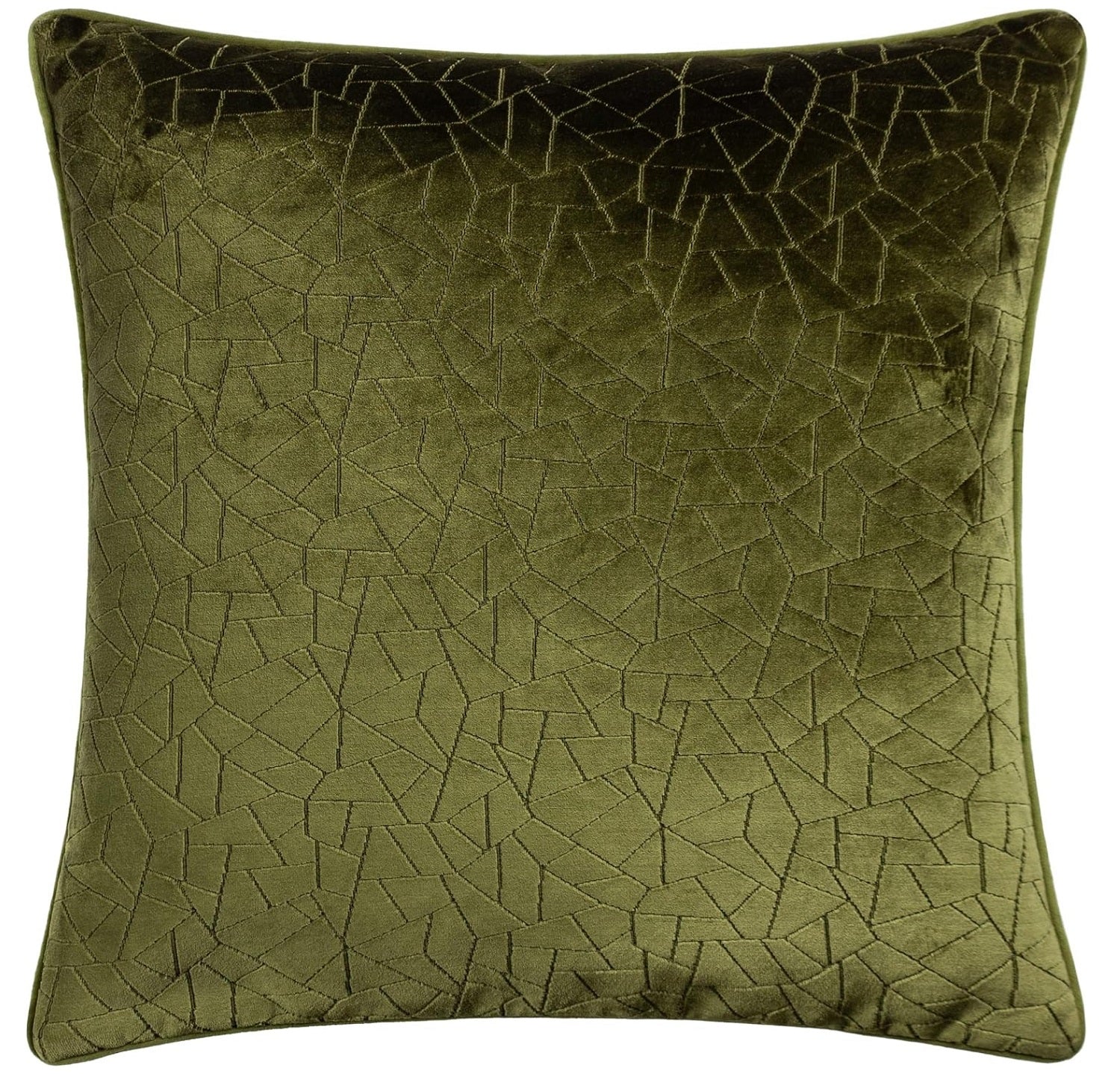 Malans Geometric Cut Velvet Cushion Cover 45x45cm Olive