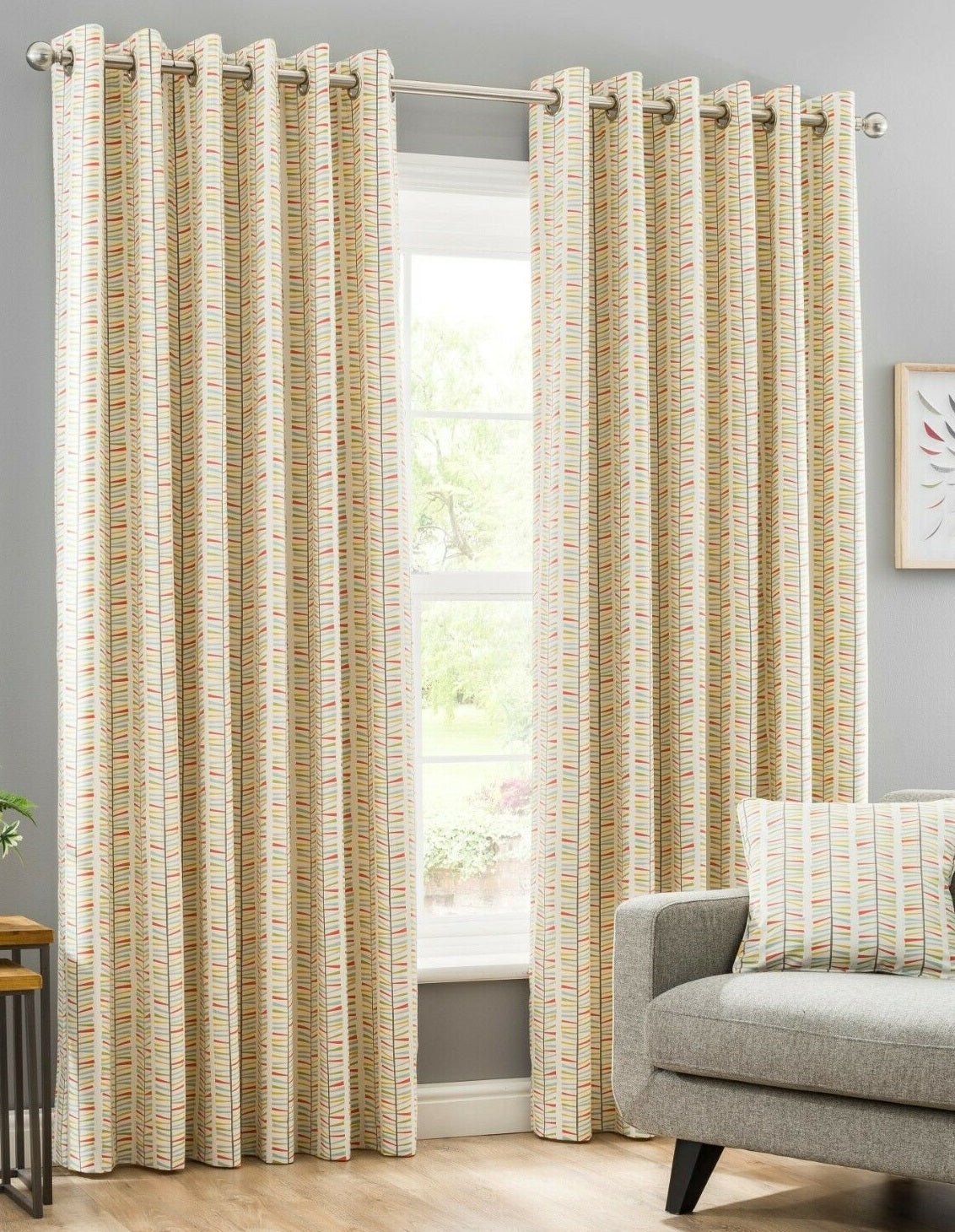 Malmo Scandi Eyelet Ring Top Lined Curtains 90" x 90"