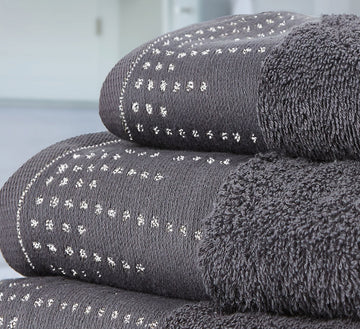 100% Cotton Shimmer Manhattan Bath Towel Charcoal Grey