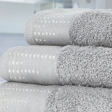 100% Cotton Shimmer Manhattan Hand Towel Silver