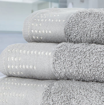 100% Cotton Shimmer Manhattan Bath Towel Silver