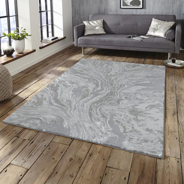 Modern Luxury Rug Marble Grey & Dark Grey - 63" x 90.5"