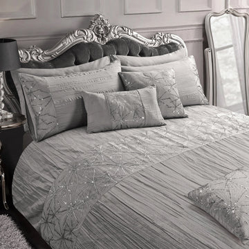 Luxury Sparkle Shimmer Sequin Duvet Cover Set, Double, Silver Grey