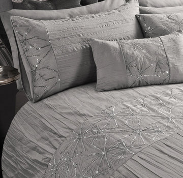 Luxury Sparkle Shimmer Sequin Duvet Cover Set, Double, Silver Grey