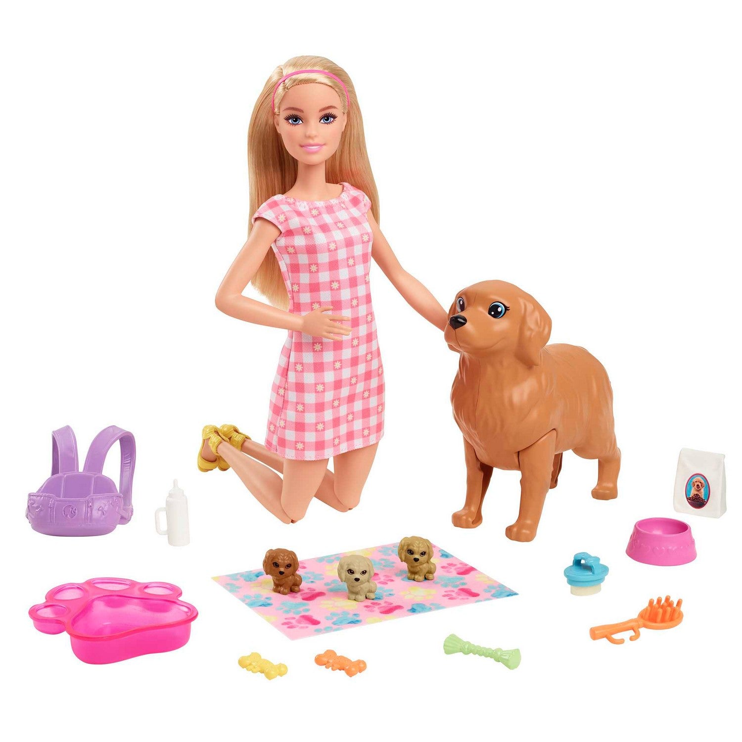 Barbie Newborn Pups Playset With Doll & Animal Toys