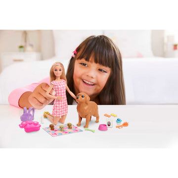 Barbie Newborn Pups Playset With Doll & Animal Toys