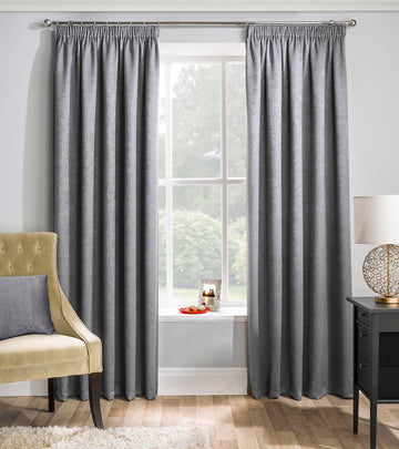 66x72" Grey Matrix Textured Pencil Pleat Curtains