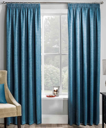 66x72" Teal Matrix Textured Pencil Pleat Curtains