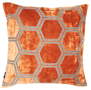Malini Large Ivor Filled Cushion 43x43cm - Orange Tan