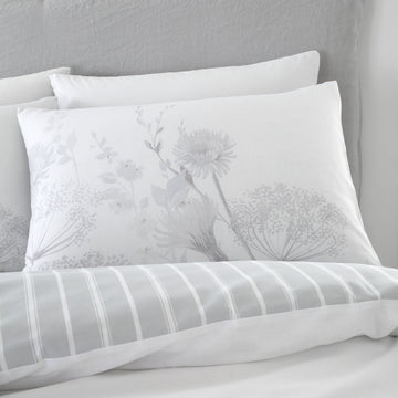 Catherine Lansfield Meadow Sweet Floral Duvet Cover Set, Double, White & Grey