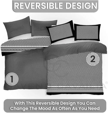 Greek Keys Duvet Cover Set Meander Black & White King