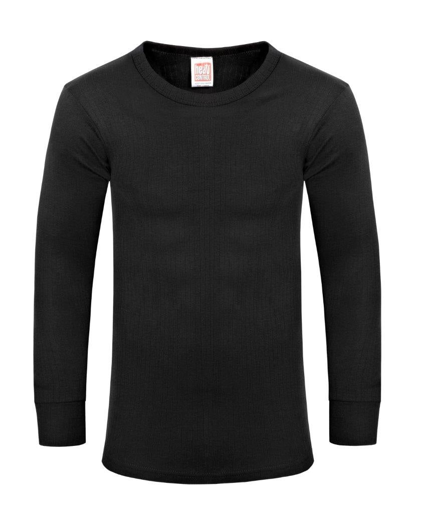 Long Sleeve Mens Thermal T-Shirt Vest, Large, Black