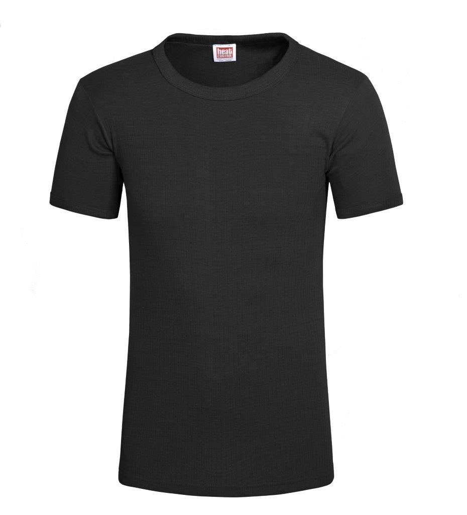 Short Sleeve Mens Thermal T-Shirt Vest, Medium, Black
