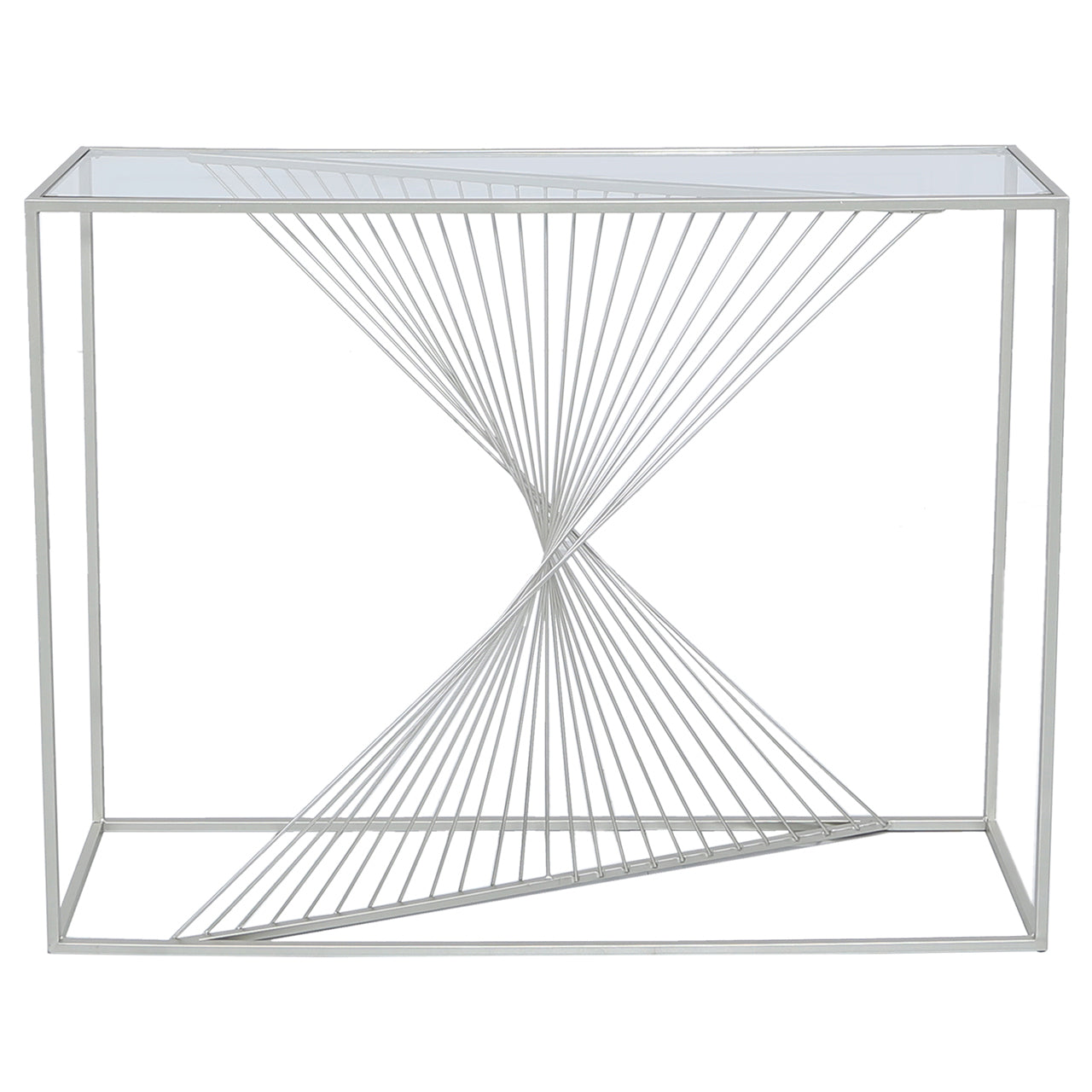 Lunar Silver Metal & Clear Glass Console Table