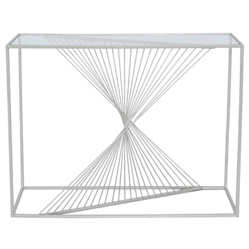Lunar Silver Metal & Clear Glass Console Table