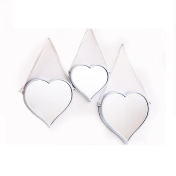 3Pcs Heart Shaped Hanging Mirrors