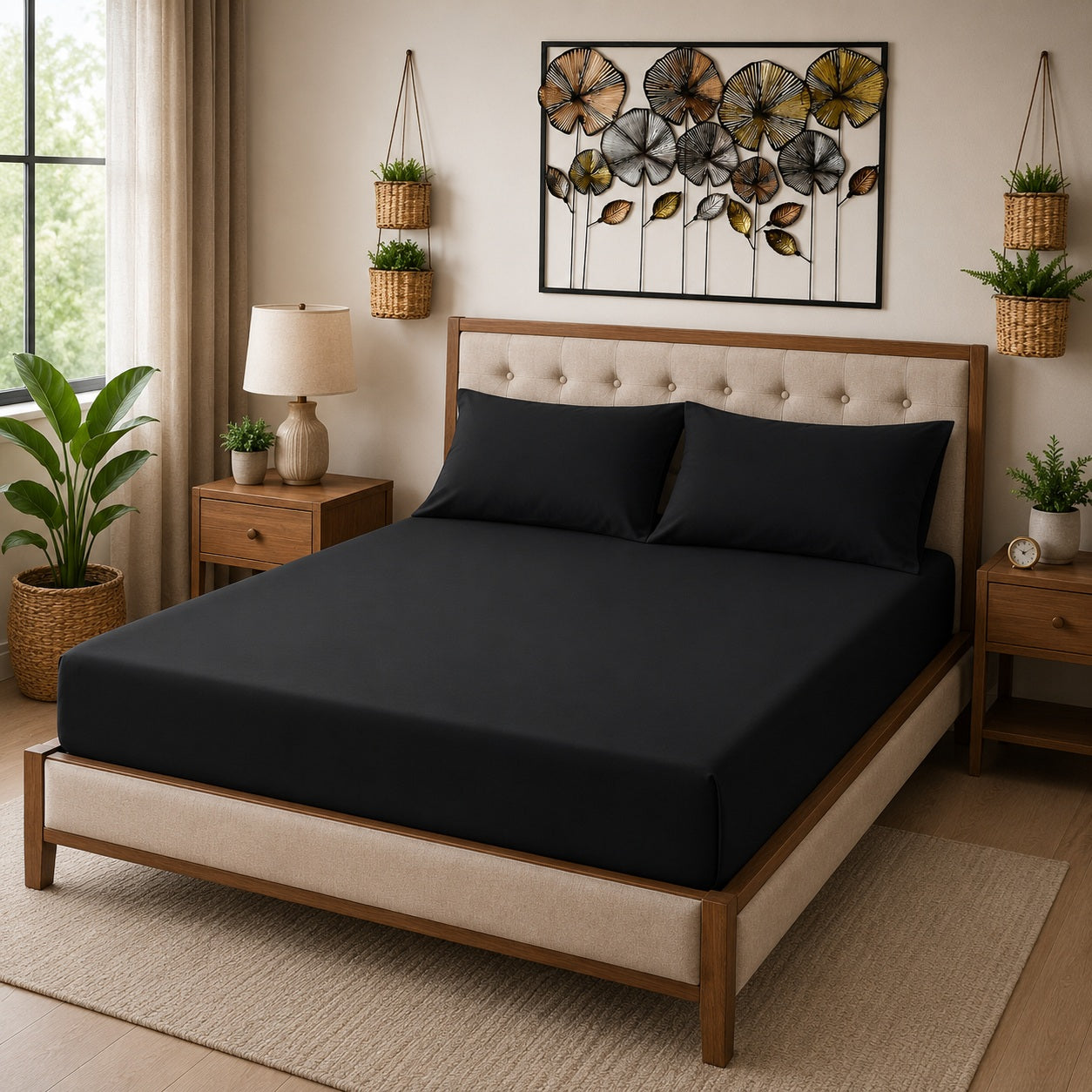Fitted Sheet 25cm Deep, Single, Black