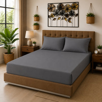 Fitted Sheet 25cm Deep, Double, Charcoal