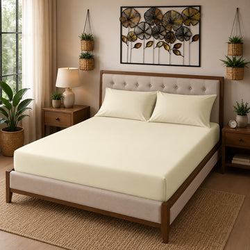 Fitted Sheet 25cm Deep, Single, Cream