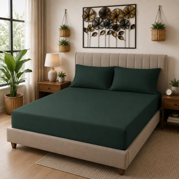 Fitted Sheet 25cm Deep, Single, Dark Green