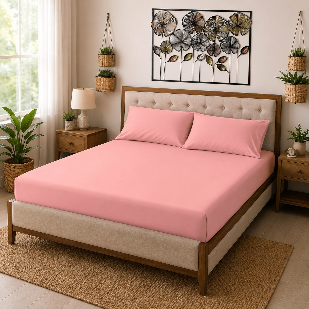 Fitted Sheet 25cm Deep, King, Blush Pink