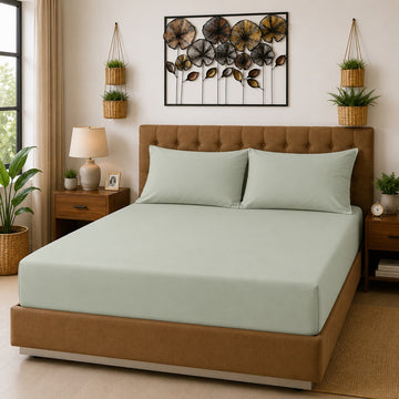 Fitted Sheet 25cm Deep, Single, Green