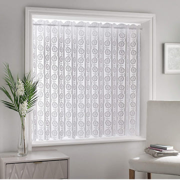 54" Floral Vertical Window Blind Pleated Lace Panel Curtains