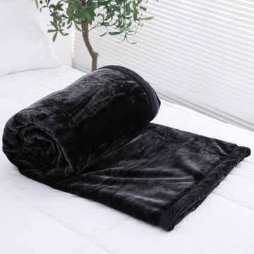 Luxury Mink Faux Fur Throw, Double, Black