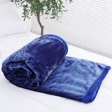 Luxury Mink Faux Fur Throw, King, Blue