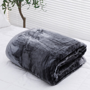 Luxury Mink Faux Fur Throw, King, Charcoal