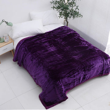 Luxury Mink Faux Fur Throw, King, Purple