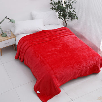 Luxury Mink Faux Fur Throw, King, Red