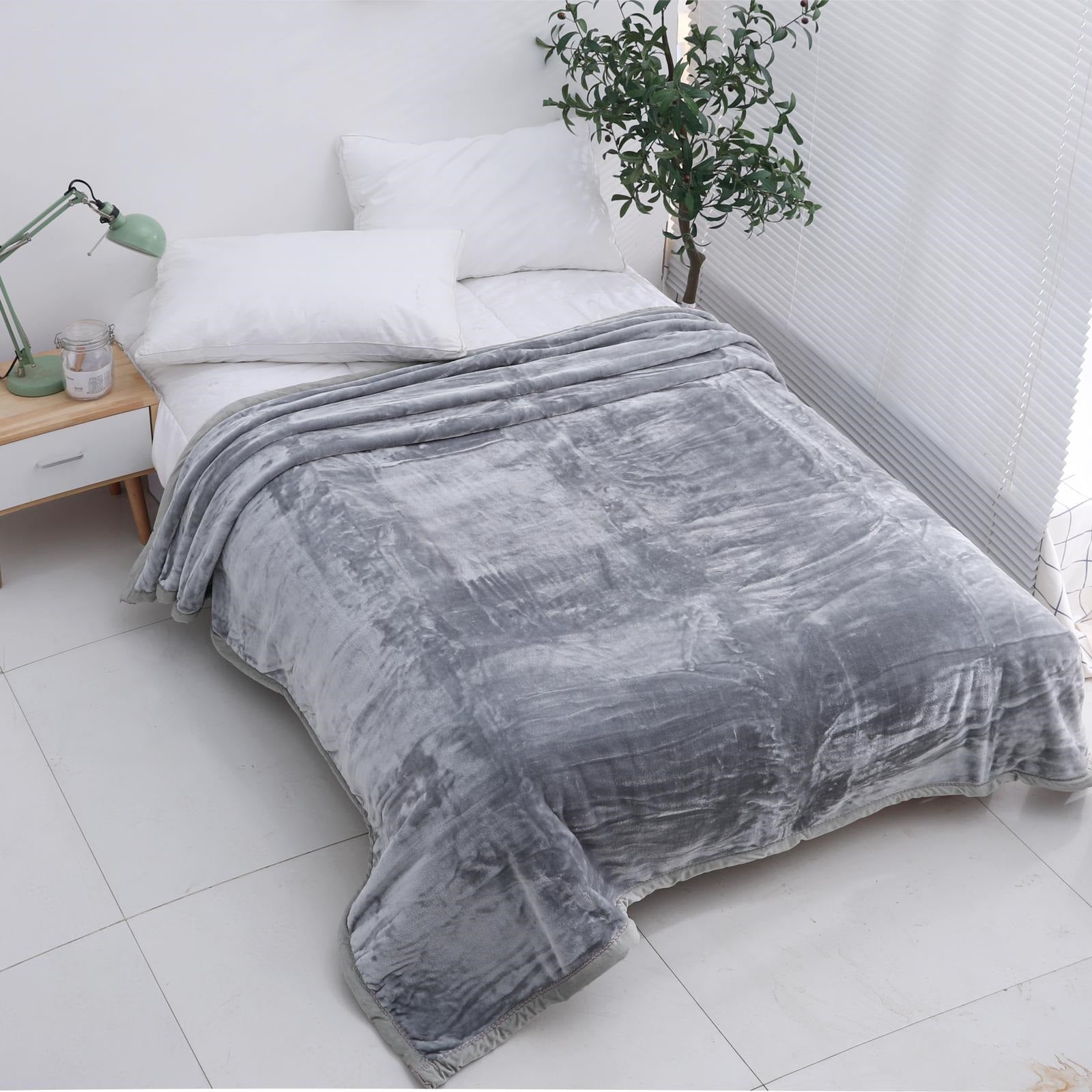 Luxury Mink Faux Fur Throw, King, Silver