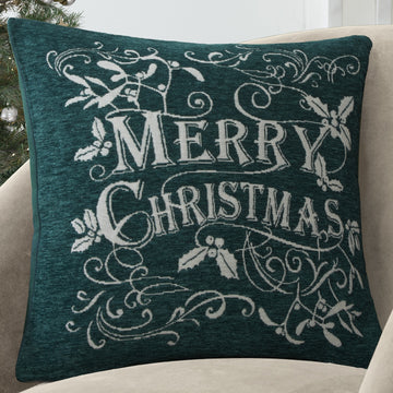 Merry Christmas Cushion Cover 43x43cm - Green