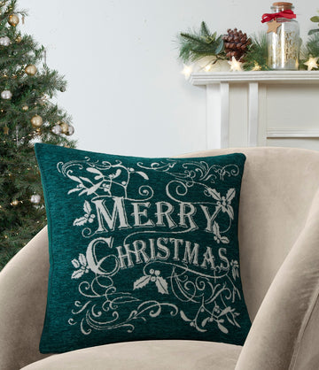 Merry Christmas Cushion Cover 43x43cm - Green