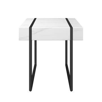 Lumina White Wood Top Marble Style Effect Side Table