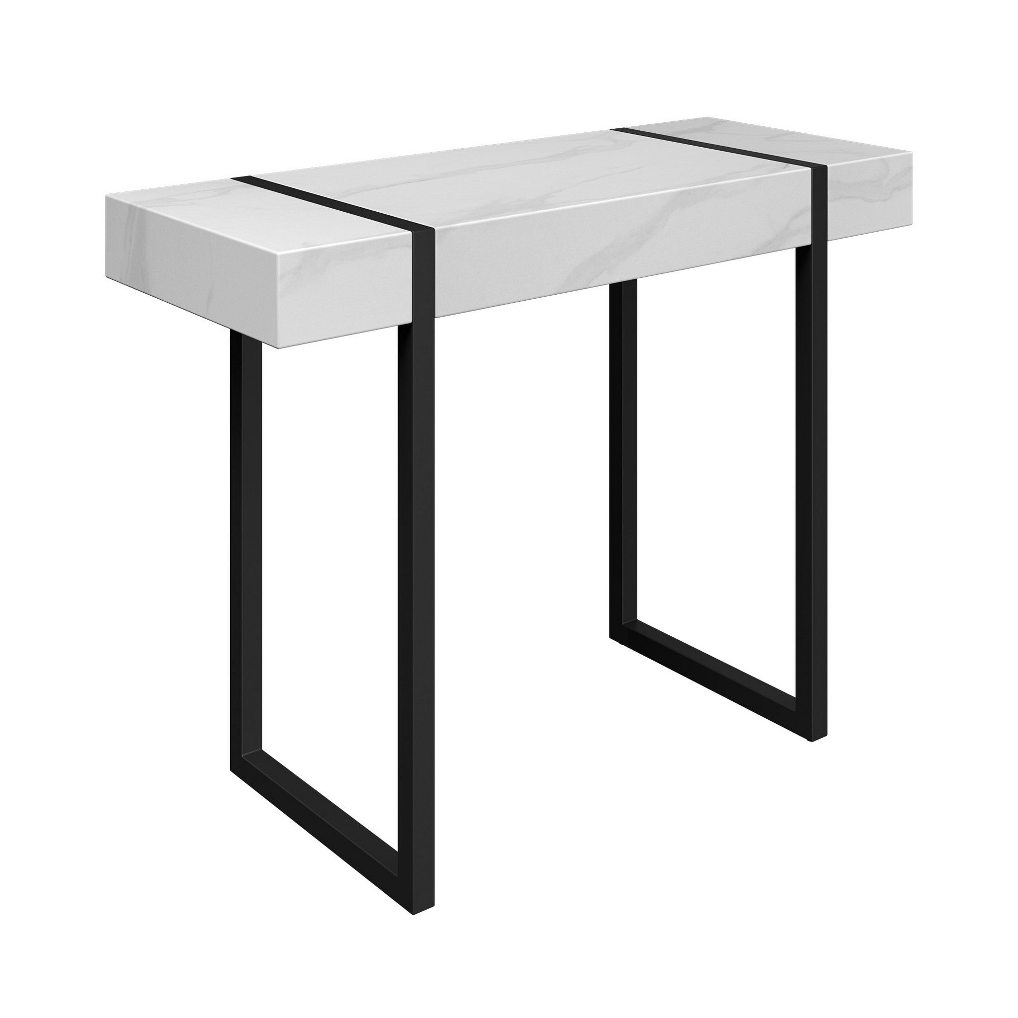 Lumina White Wood Top Marble Style Effect Console Table