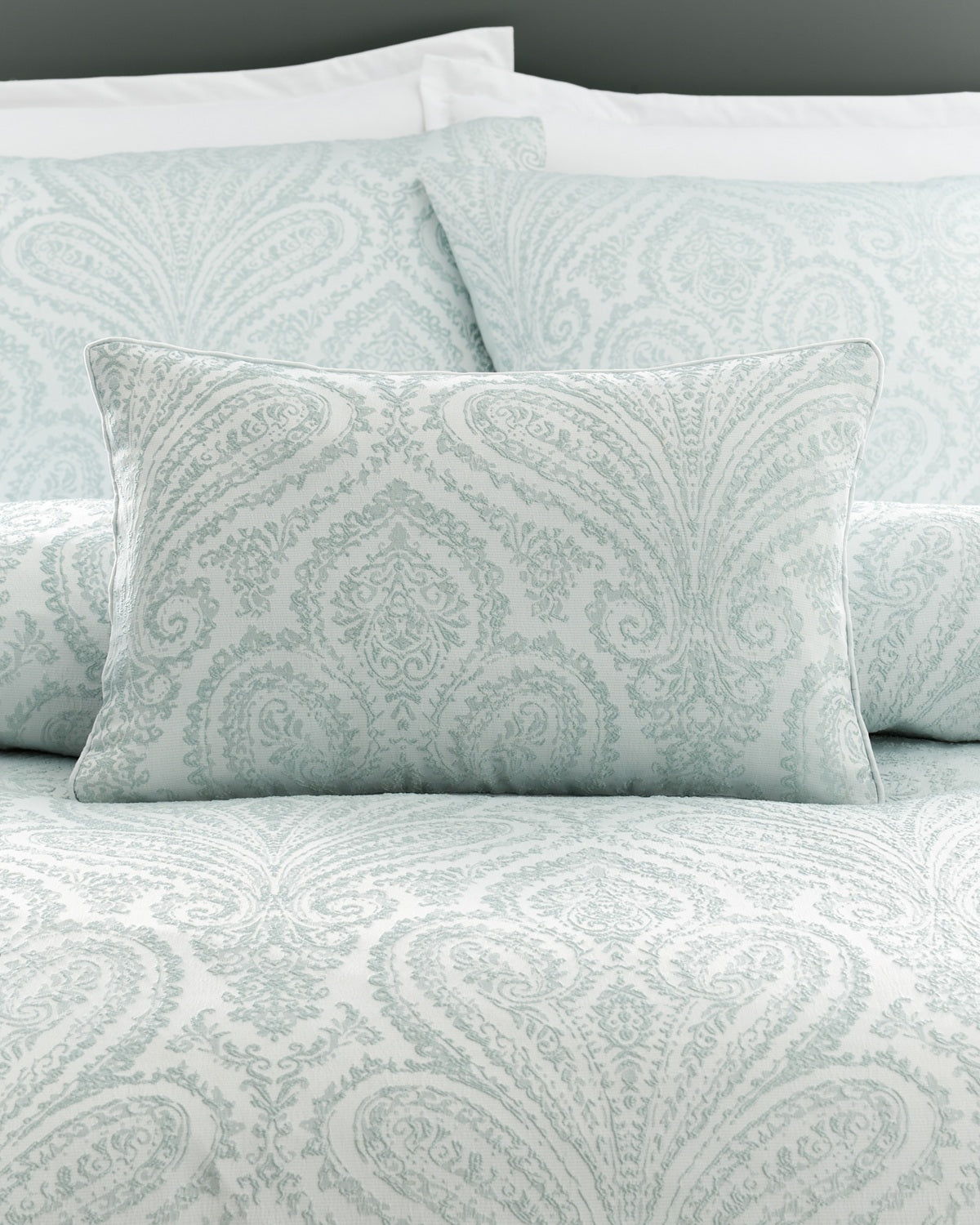 Jacquard Paisley Boudoir Filled Bed Cushion, Montpellier Green