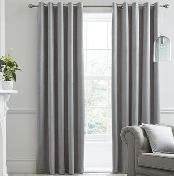 Laurence Llewelyn Bowen Velvet Eyelet Curtains, Silver