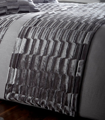 Luxury Velvet Panel Quilted Bed Runner, Murray Stone Grey