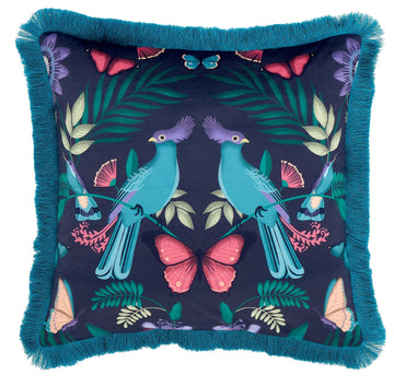 Catherine Lansfield Tropical Birds Filled Cushion - Duck Egg
