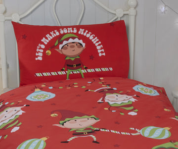 Naughty Elf Christmas Toddler Junior Cot Bed Duvet Cover Set